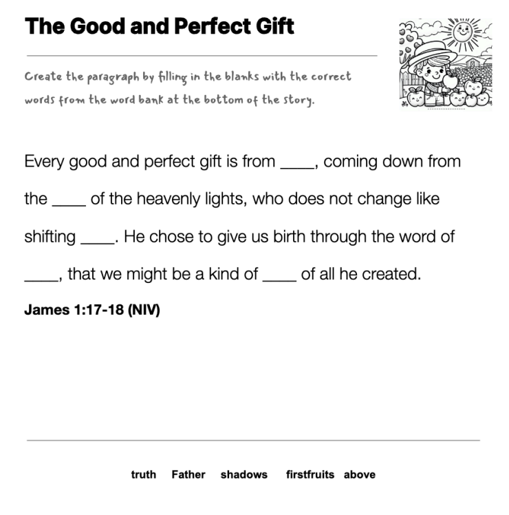 The Good and Perfect Gift fill-in-the-blank